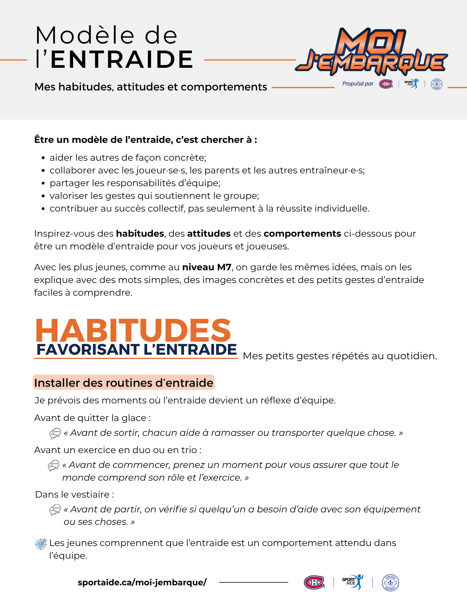 Entraide des entraîneur·e·s