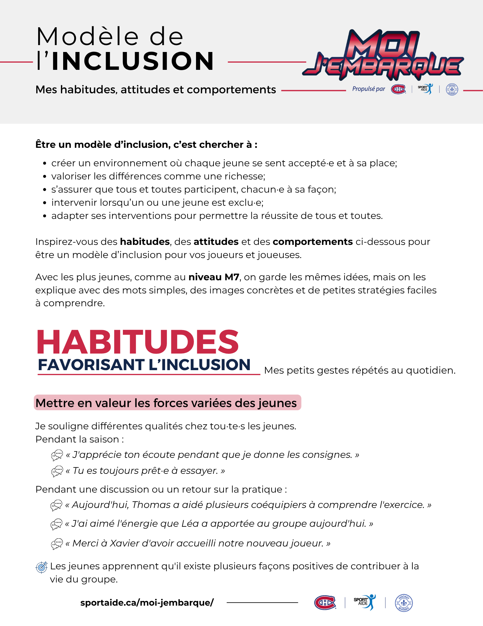 Inclusion des entraîneur·e·s